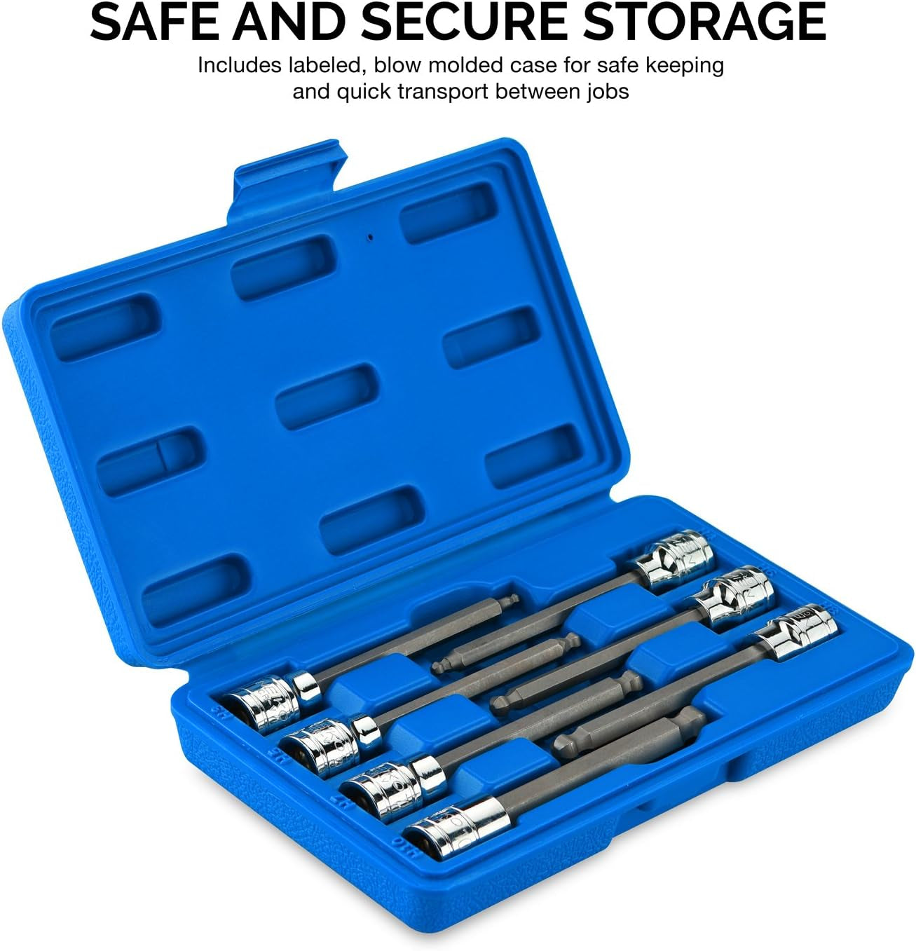 10243A 3/8-Inch-Drive Extra-Long Ball-End Hex-Bit Socket Set, Metric Sockets 3/8" or 3 to 10 Mm, S2 Steel, 7-Piece Set