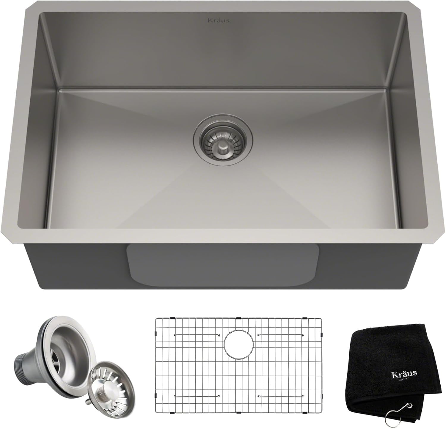 Standart PRO 28-Inch 16 Gauge Undermount Single Bowl Stainless Steel Kitchen Sink, KHU100-28