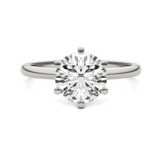 2 CTW Round Lab Grown Diamond Six Prong Solitaire Engagement Ring -