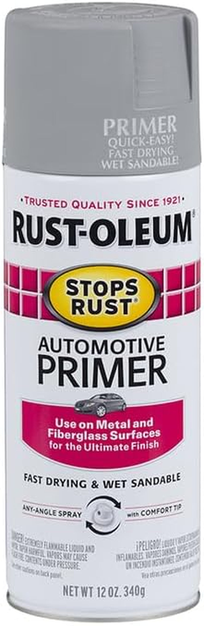 2081830-6PK Stops Rust Automotive Primer Spray, 12 Oz, Flat Light Gray, 6 Pack