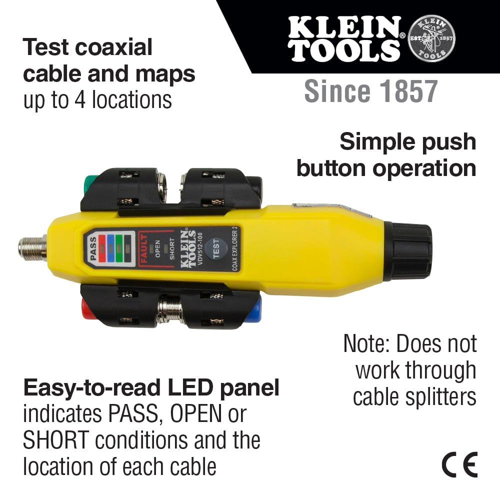 VDV512-101 Explorer 2 Coax Tester Kit, Includes Cable Tester / Wire Tracer / Coax Mapper with Remotes to Test up to 4 Locations