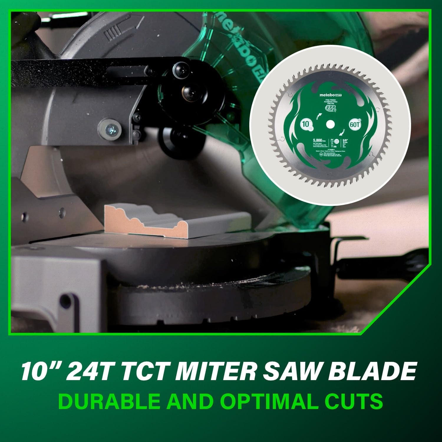 10-Inch Compound Miter Saw, 15-Amp Power Saw with Large 10-Inch Table, Precision Miter Angles, Single Bevel 0-45°, 24T TCT Blade, Positive Stops, Lightweight Design, C10FCGS