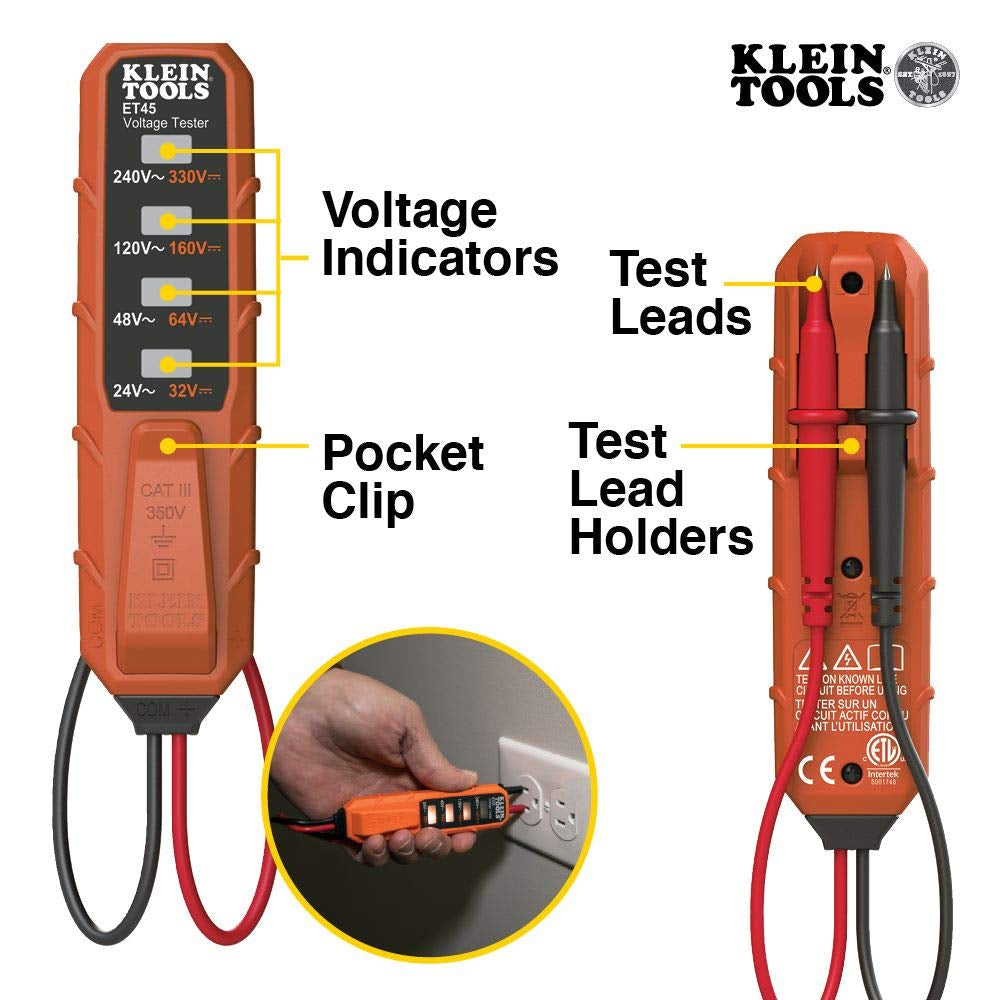 NCVT3PKIT Electrical Test Kit, Dual-Range Non-Contact Voltage Tester with Flashlight, AC/DC Voltage Tester