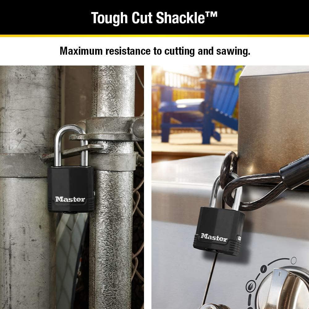 Magnum Heavy Duty Outdoor Padlock with Key, Weather Resistant Body and Cut Resistant Shackle Make Lock Perfect for Fences, Gates, Sheds, 2 Pack, M115XTLF