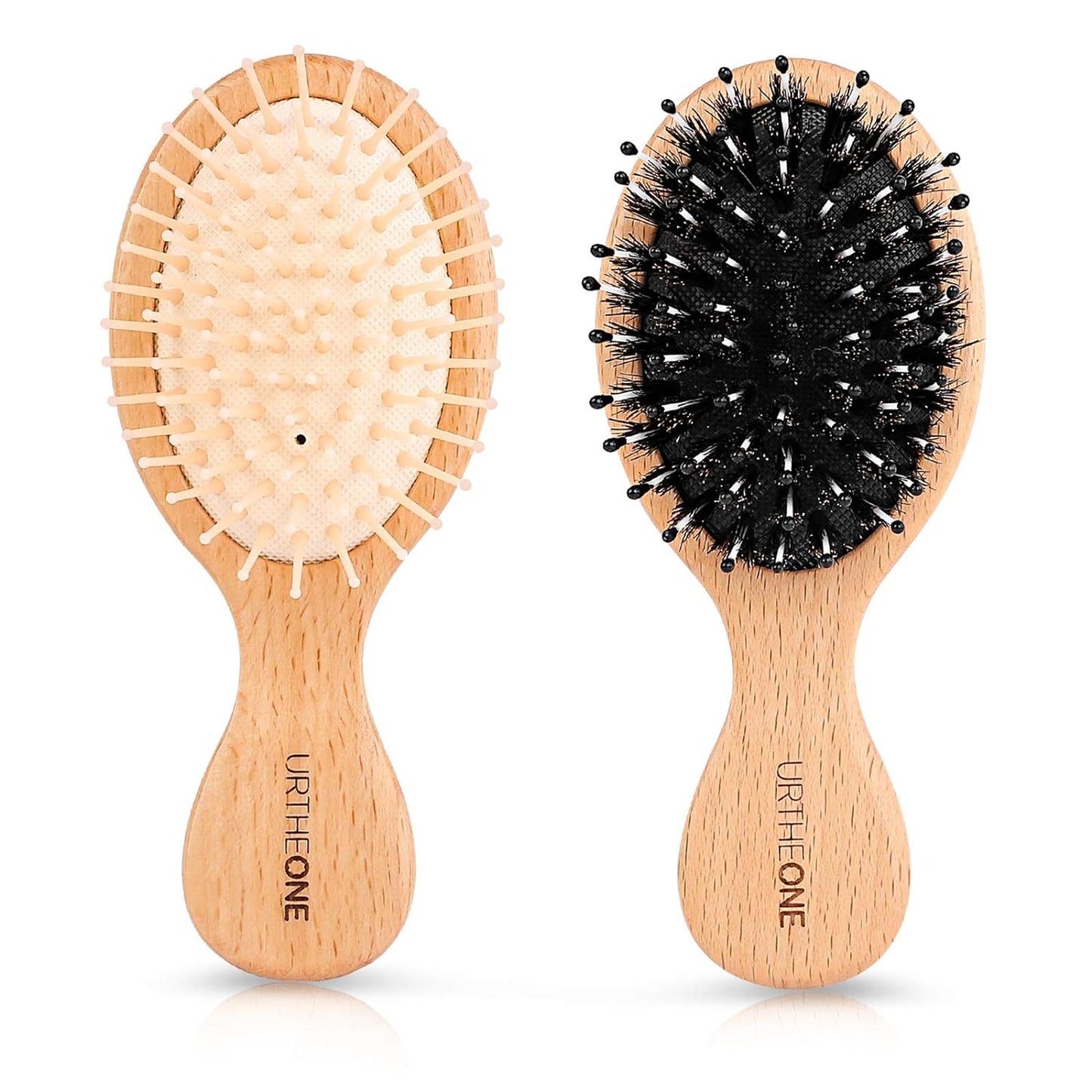 2Pcs Hair Brush Mini Boar Bristle Hairbrush and Detangling Brush for Thick Curly Thin Long Short Wet or Dry Hair Detangle Massage Add Shine