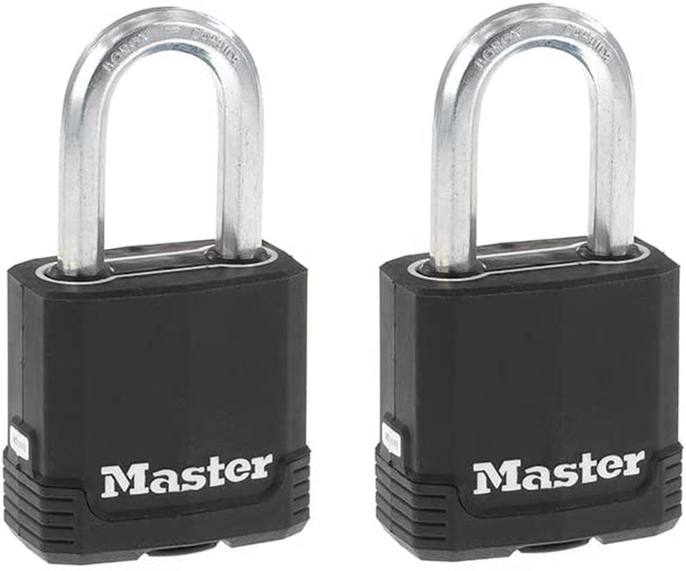 Magnum Heavy Duty Outdoor Padlock with Key, Weather Resistant Body and Cut Resistant Shackle Make Lock Perfect for Fences, Gates, Sheds, 2 Pack, M115XTLF