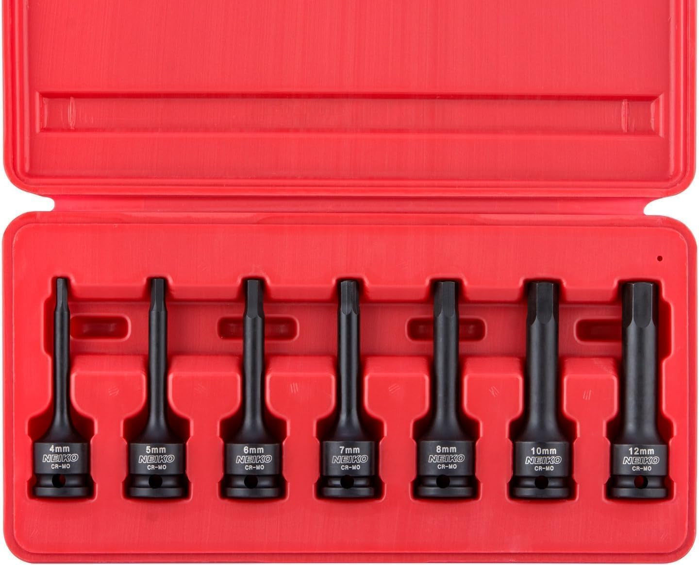 01130B 3/8" Drive Allen Socket Set, 7 Piece, 3 Inch, 3/8” Impact Hex Bit Socket Set, Metric Hex Driver 4 Mm to 12 Mm, Chrome-Moly Cr-Mo Impact Grade