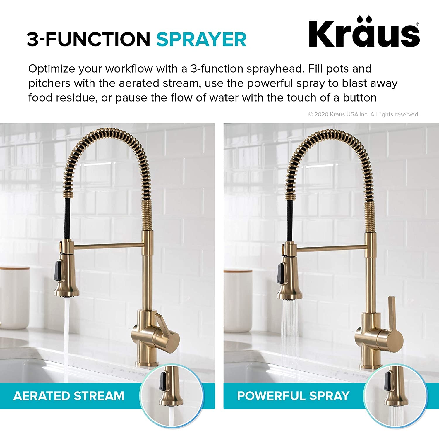 Britt Commercial Style Kitchen Faucet in Spot Free Antique Champagne Bronze, KPF-1690SFACB