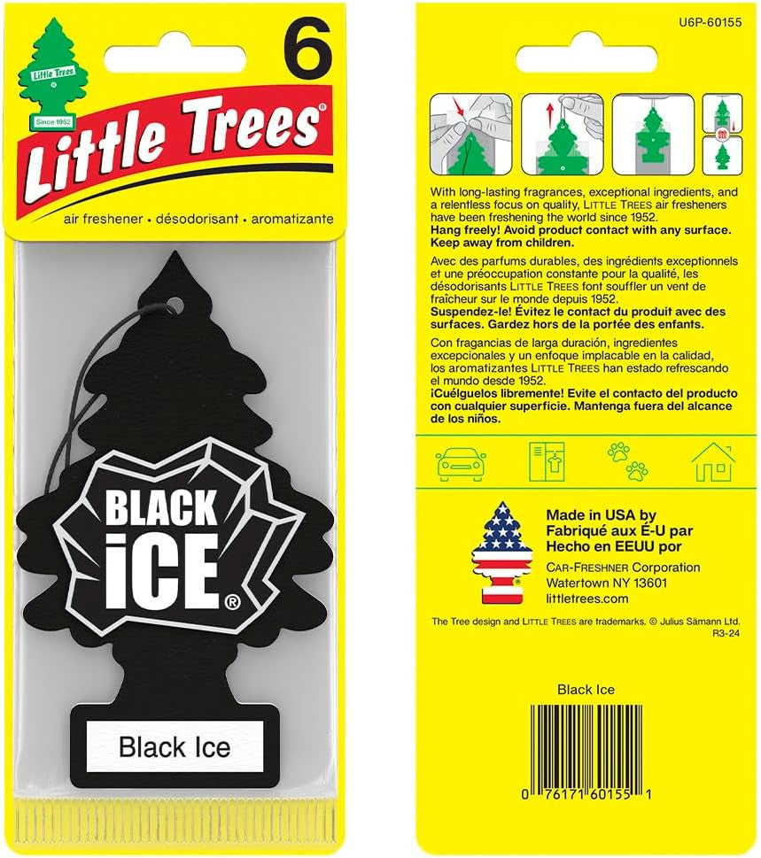 Air Fresheners Car Air Freshener. Hanging Tree Provides Long Lasting Scent for Auto or Home. Black Ice, 24 Air Fresheners