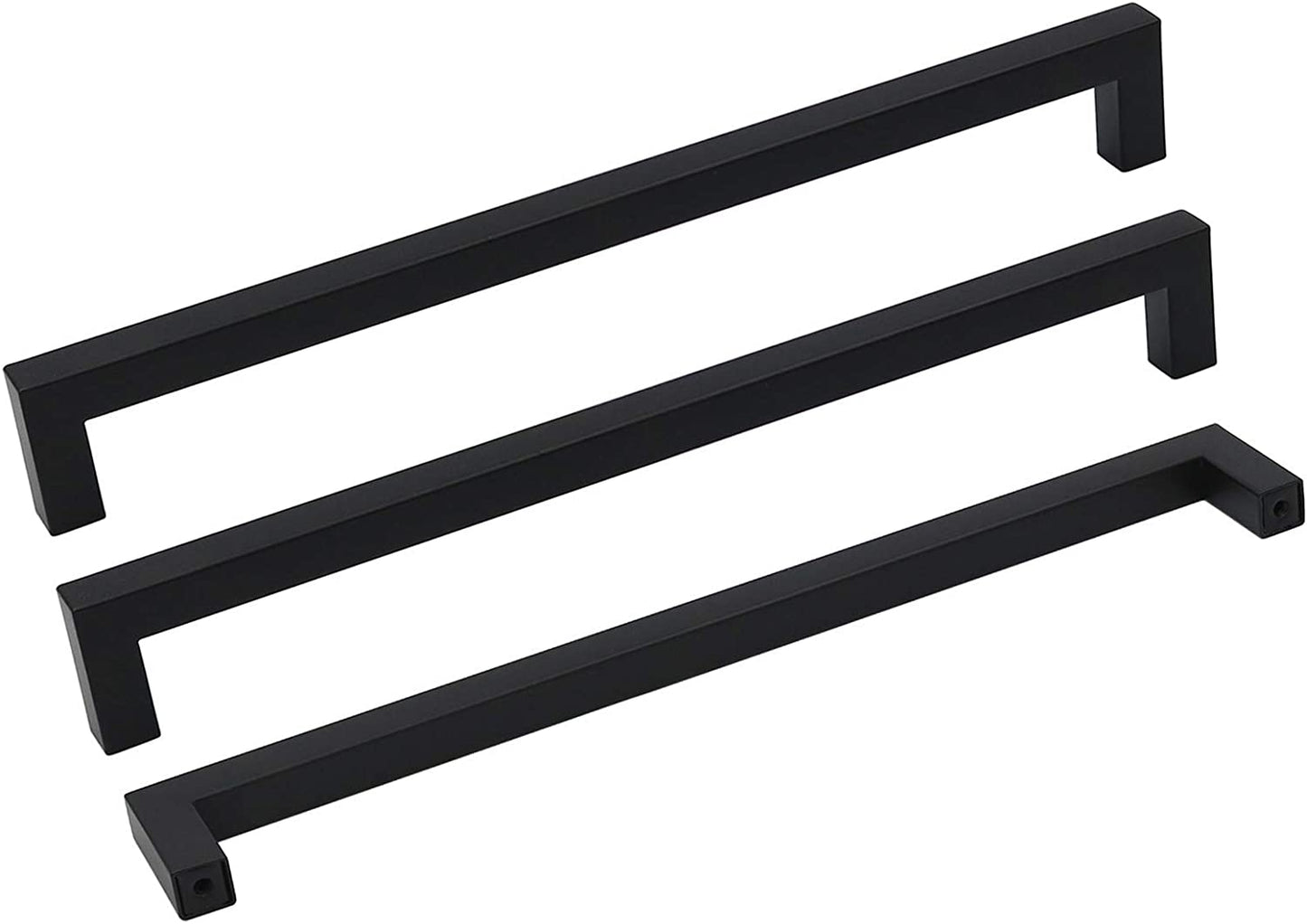 10 Pack Black Square Bar Cabinet Pull Drawer Handle Stainless Steel Modern Hardware for Kitchen and Bathroom Cabinets Cupboard,Center to Center 10In(256Mm) Black Drawer Pulls