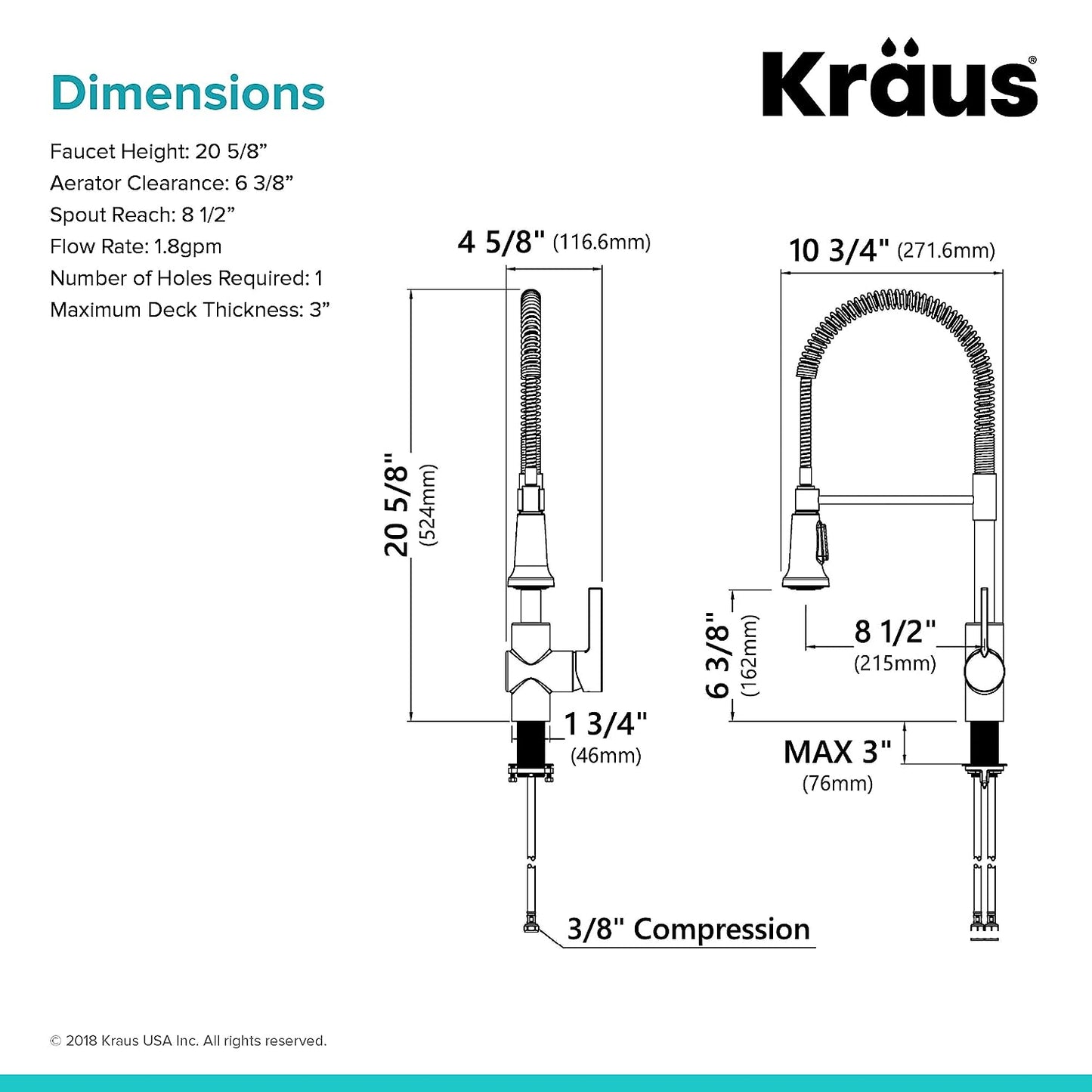 Britt Commercial Style Spot Free Stainless Steel Pre-Rinse Kitchen Faucet with Deck Plate, KPF-1690SFS