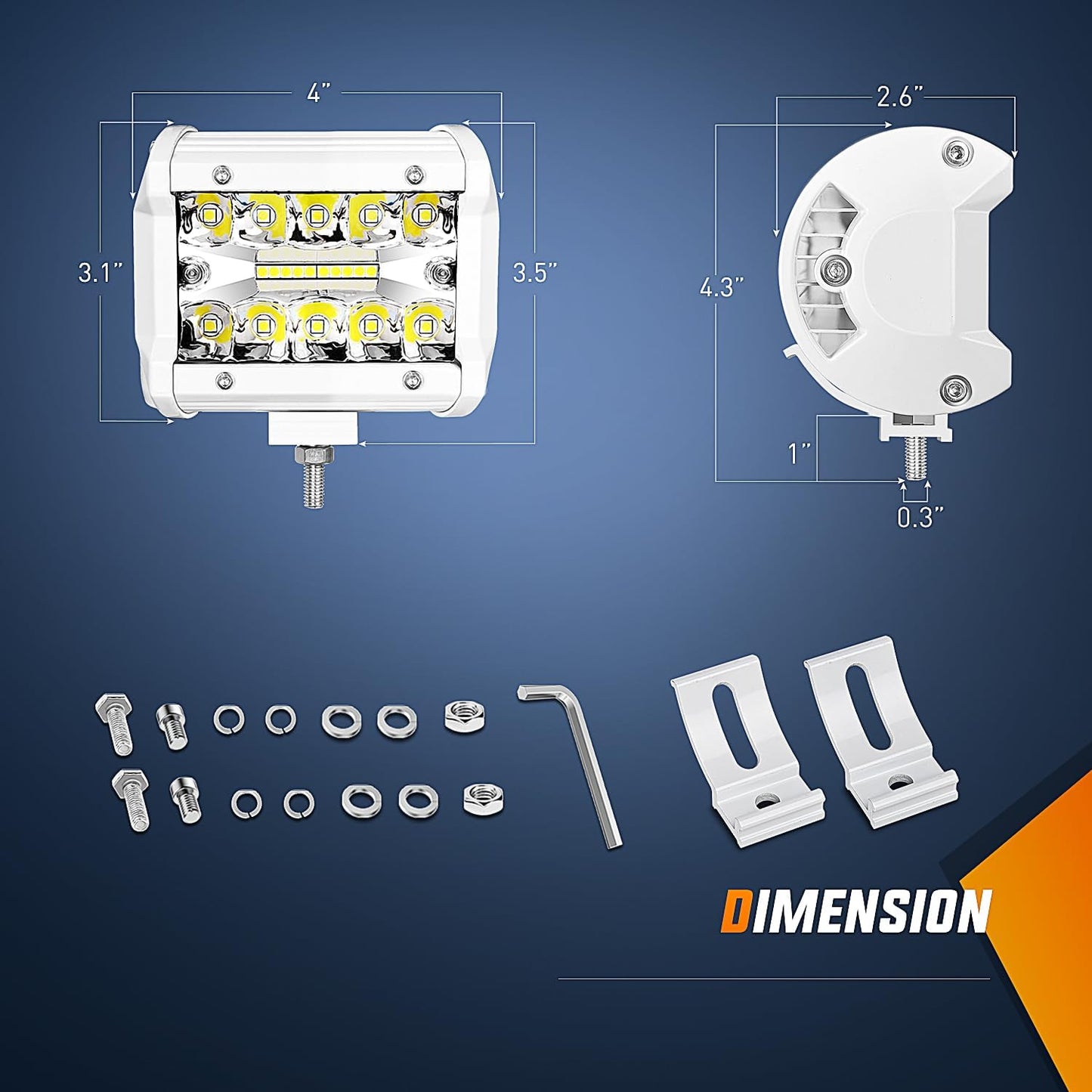 Marine LED Light Pods Navigation Lights 2PCS 4 Inch White Spot Flood Combo Ponton Boat Deck Dock Lights for Night Fishing T-Top Stern Yacht Port Sailboat Trucks Tractors