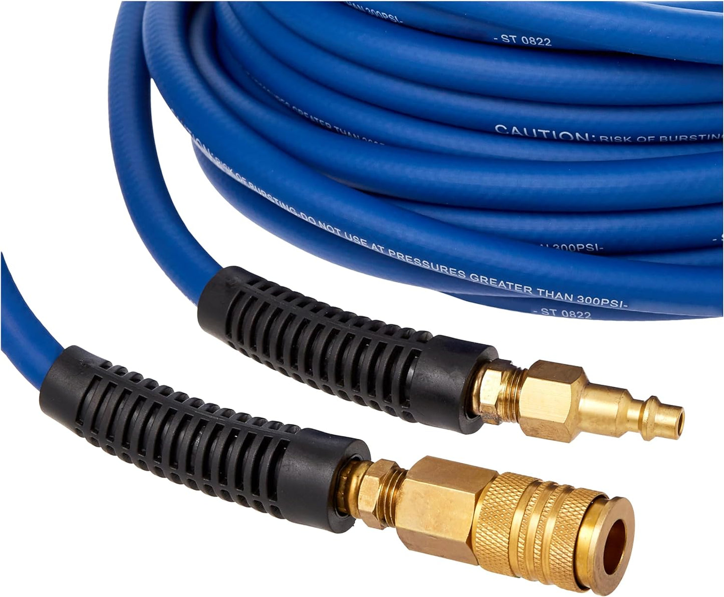 E1450PVCR 1/4" X 50' PVC / Rubber Hybrid Air Hose with Brass 1/4" NPT Industrial Fitting and Universal Quick Connect Coupler