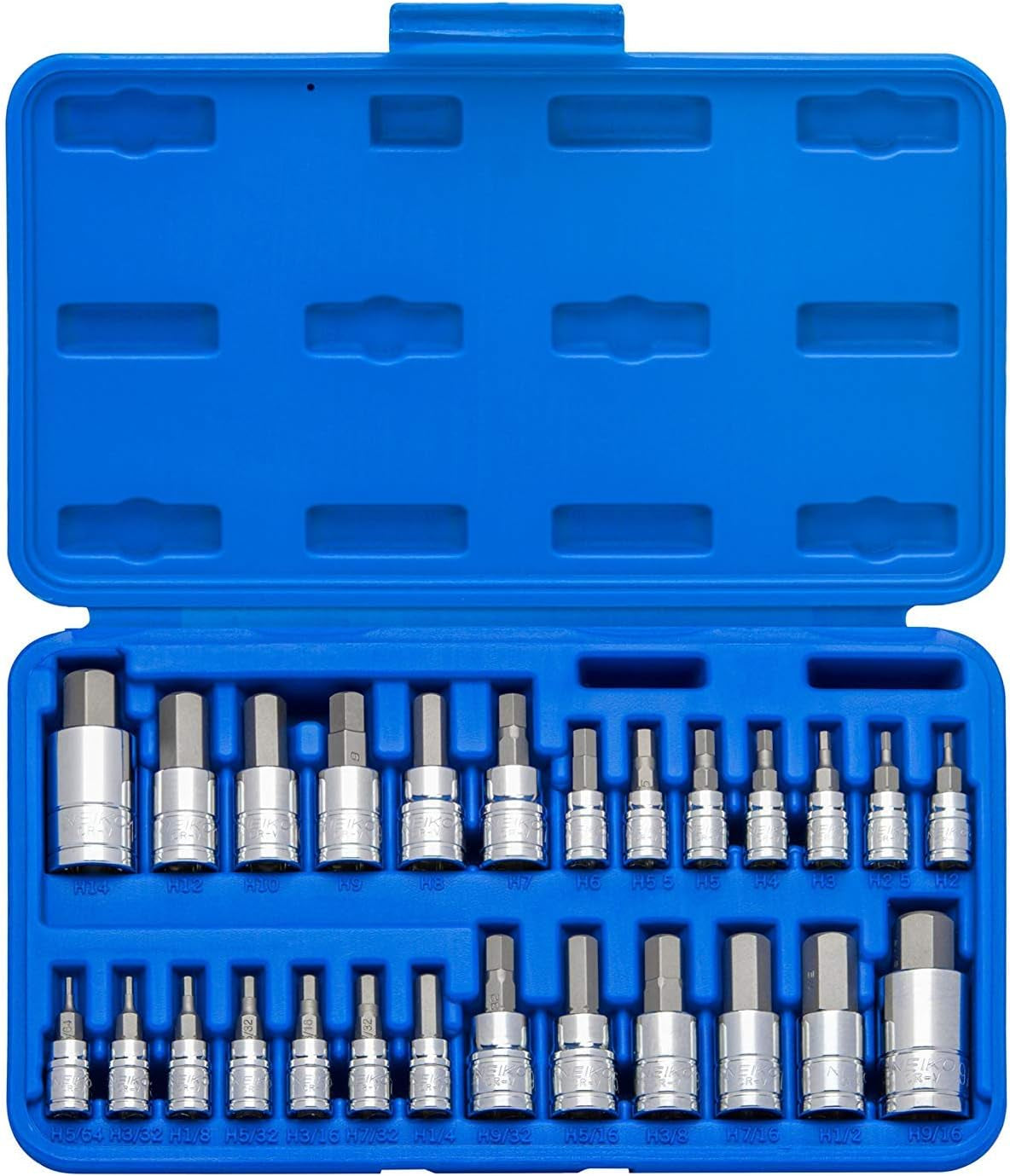 01144A Tamper-Proof Hex Bit Socket Set, 26 Pieces | SAE (5/64-9/16”) and Metric (2-14MM)