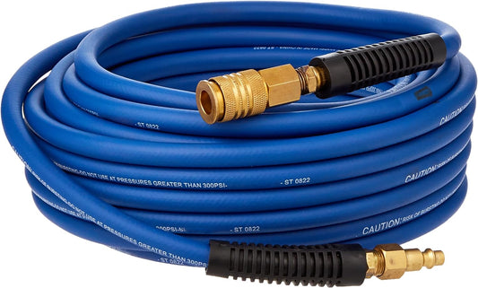 E1450PVCR 1/4" X 50' PVC / Rubber Hybrid Air Hose with Brass 1/4" NPT Industrial Fitting and Universal Quick Connect Coupler