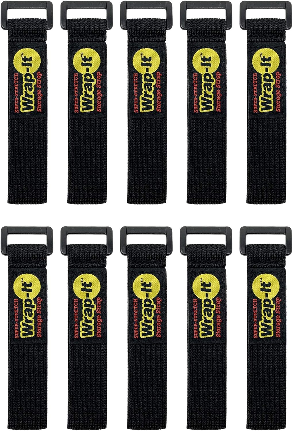 Super-Stretch  Straps, 9" (10 Pack) - Elastic Hook and Loop Cinch Straps - Extension Cord Organizer, Hose Strap, Cable Straps, Tool Strap, Cord Wrap, Cord Keeper and Cable Storage