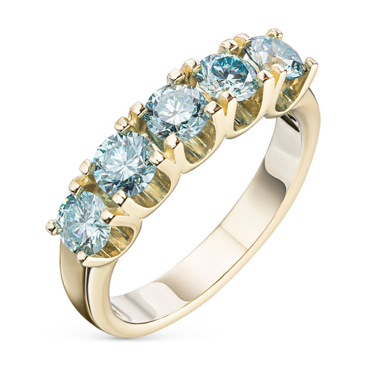 Yellow Gold Ring with 5 Round-Cut Lab-Created Diamonds 1.59 CT.TW