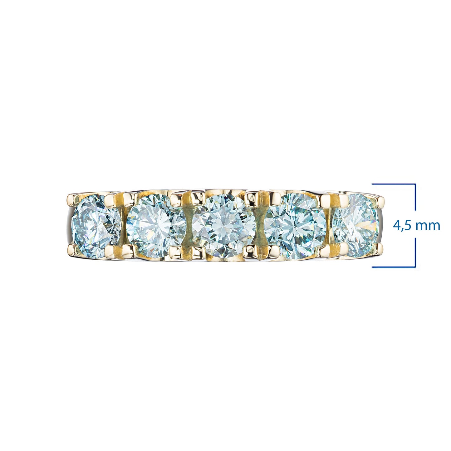 Yellow Gold Ring with 5 Round-Cut Lab-Created Diamonds 1.59 CT.TW