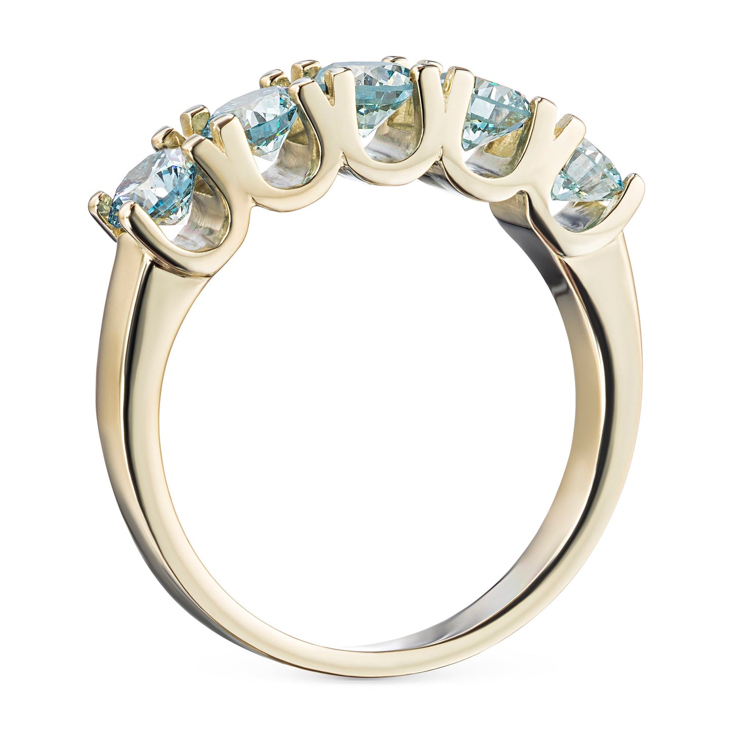 Yellow Gold Ring with 5 Round-Cut Lab-Created Diamonds 1.59 CT.TW