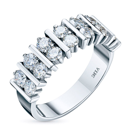 14K White Gold Ring with 14 Round-Cut Lab-Created Diamonds 0.787 CT.TW