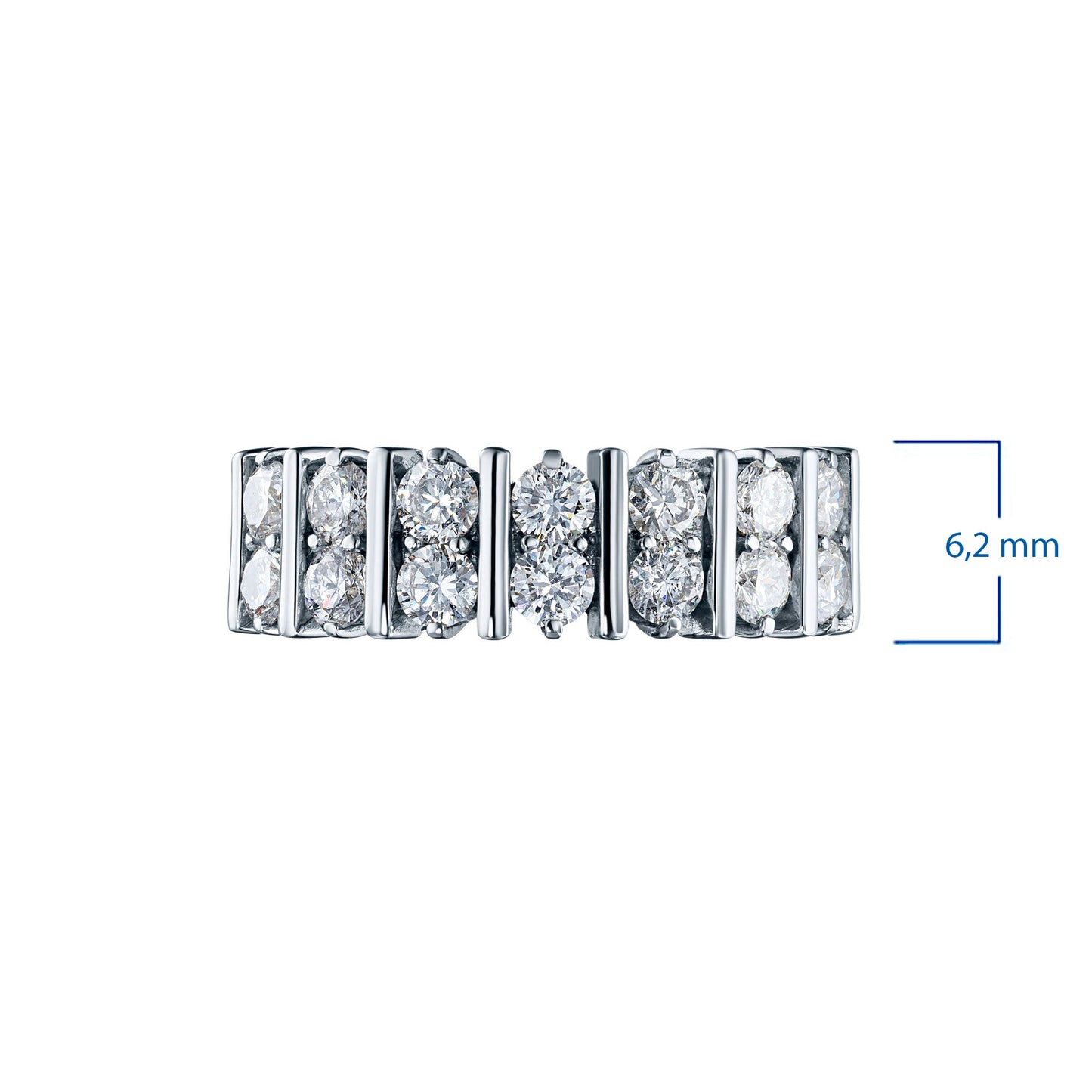 14K White Gold Ring with 14 Round-Cut Lab-Created Diamonds 0.787 CT.TW