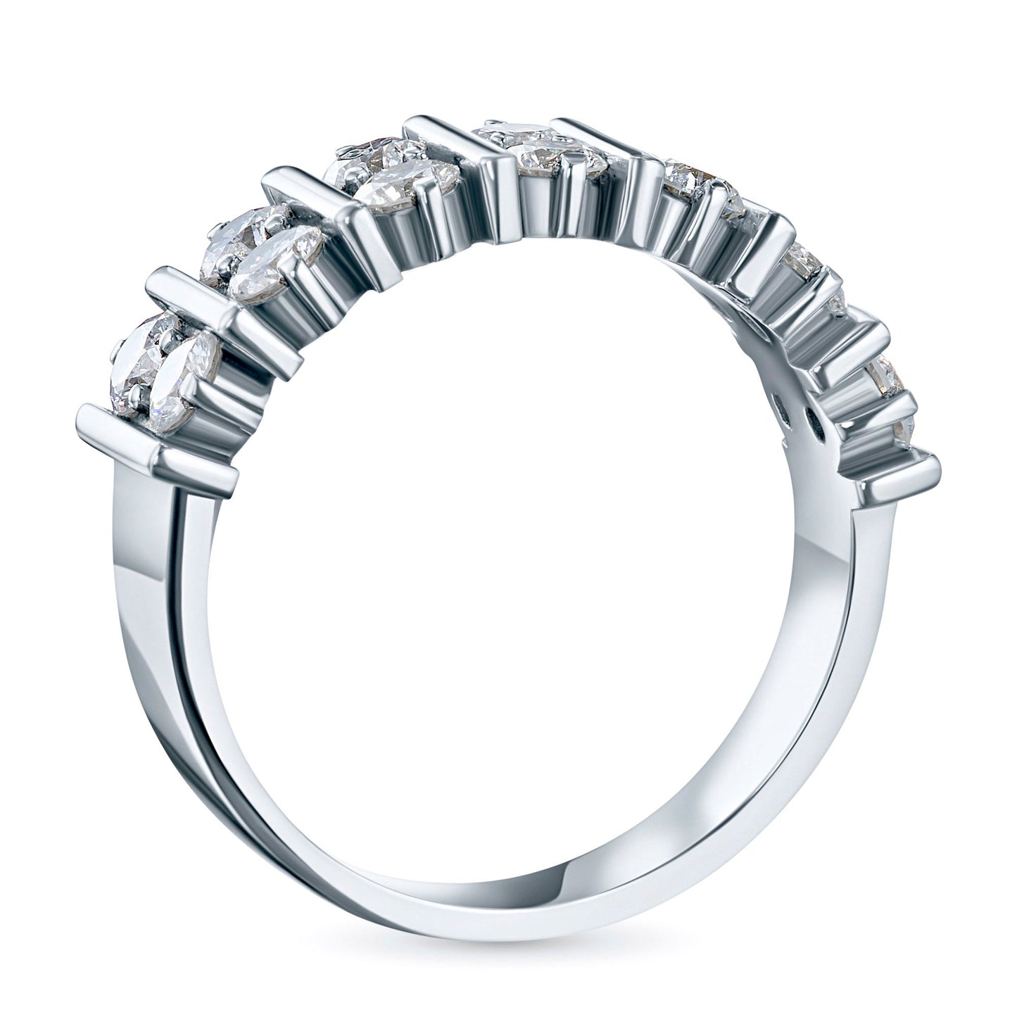 14K White Gold Ring with 14 Round-Cut Lab-Created Diamonds 0.787 CT.TW