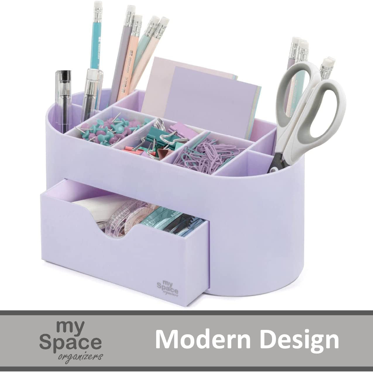 Lavender Desk Organizer for Office Supplies and Desk Accessories - Pen Holder Desktop Organization for Room College Dorm Home School (White Lavender)